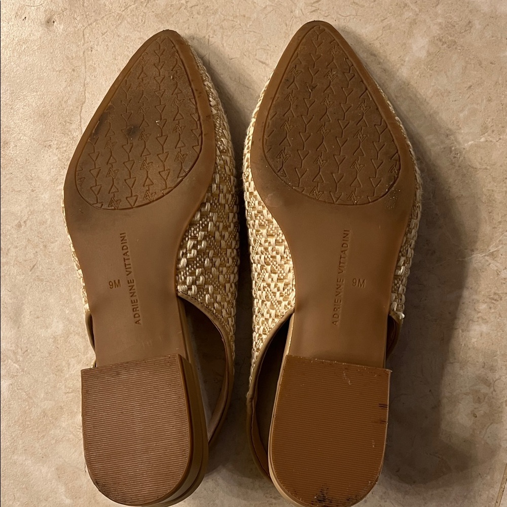 Adrienne Vittadini Woven Pointed-Toe Slingback Flats in Beige - Picture 5 of 7